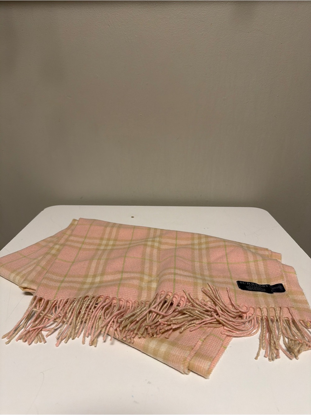 MSRP $470 Burberry The Classic Check Cashmere Scarf for Women - Pink 54" x 12"